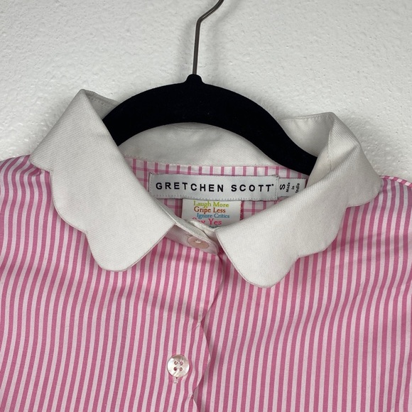 Gretchen Scott Designs Pink and White Button-Down Shirt Size S 65%. Polyester - Picture 3 of 16
